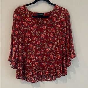Cynthia Rowley Women's Floral Red Top